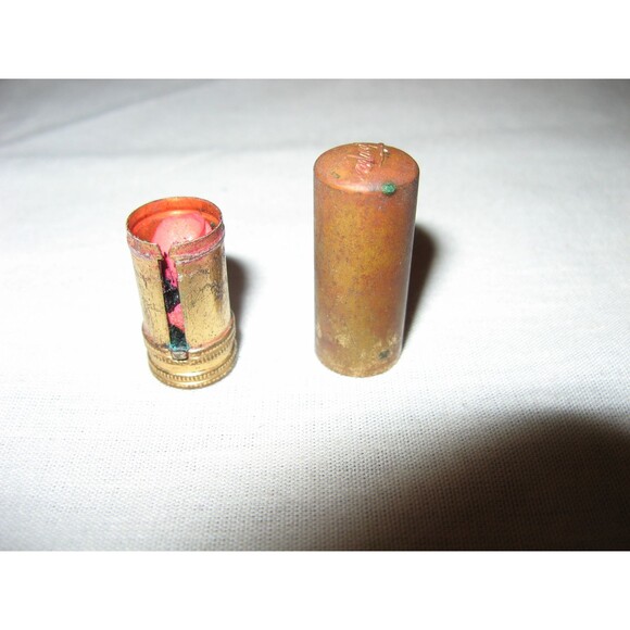 Vintage Tangee Geo W. Luft  Bullet Style Brass Lipstick Case Pink Queen - Picture 2 of 4